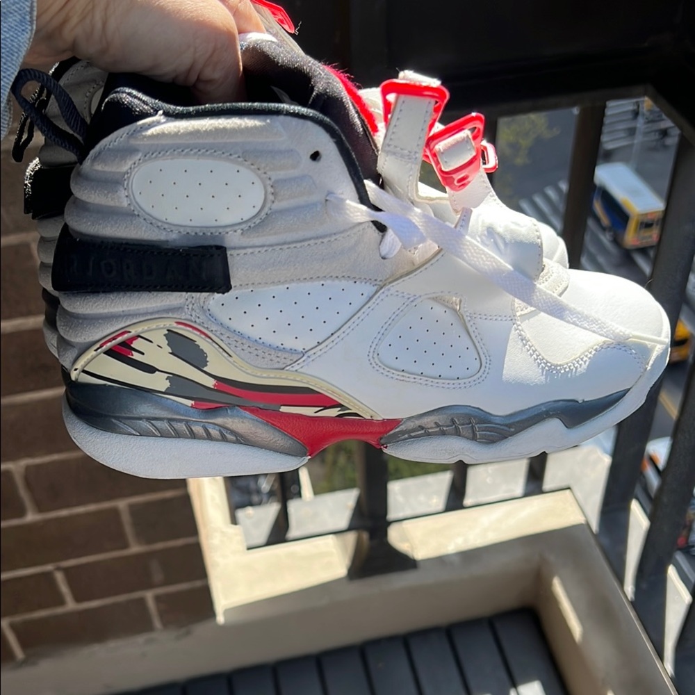 Air Jordan White and Red High-Top Sneakers